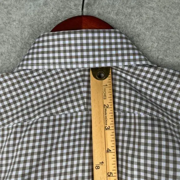 Nordstrom Mens Shop Non Iron Shirt Blue Check Button Up Long Sleeve Mens Large - Picture 8 of 11